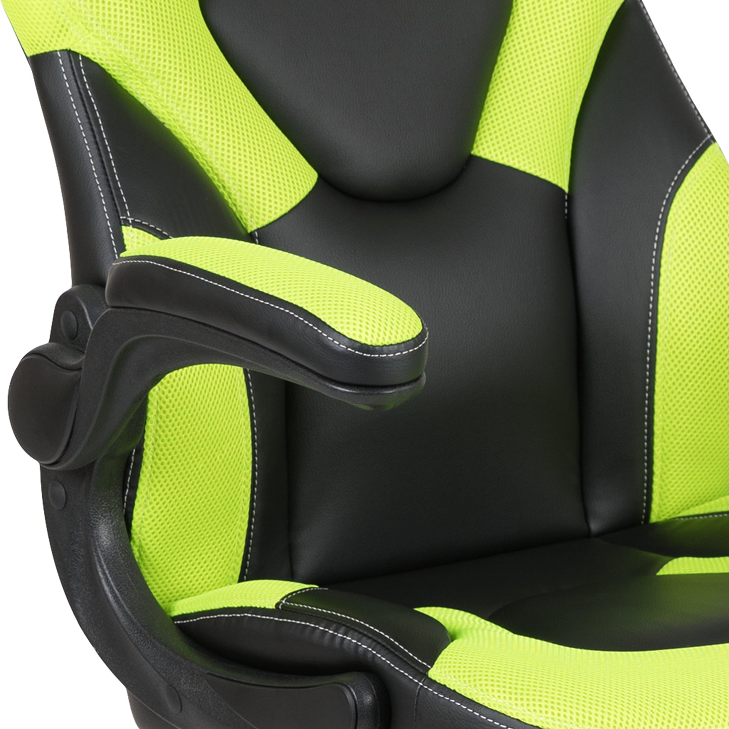 X10 Gaming Chair, Racing Style Ergonomic Office Chair, Height Adjustable Swivel Computer Chair with Flip-Up Arms, Neon Green/Black LeatherSoft
