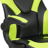 X10 Gaming Chair, Racing Style Ergonomic Office Chair, Height Adjustable Swivel Computer Chair with Flip-Up Arms, Neon Green/Black LeatherSoft