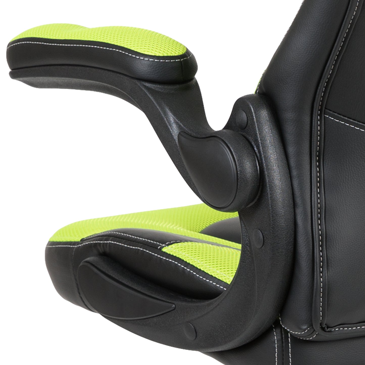 X10 Gaming Chair, Racing Style Ergonomic Office Chair, Height Adjustable Swivel Computer Chair with Flip-Up Arms, Neon Green/Black LeatherSoft