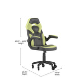 X10 Gaming Chair Racing Computer PC Adjustable Chair with Flip-up Arms and Transparent Roller Wheels, Neon Green/Black LeatherSoft