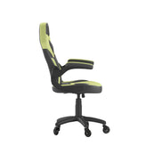 X10 Gaming Chair Racing Computer PC Adjustable Chair with Flip-up Arms and Transparent Roller Wheels, Neon Green/Black LeatherSoft