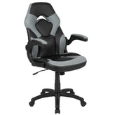 X10 Gaming Chair, Racing Style Ergonomic Office Chair, Height Adjustable Swivel Computer Chair with Flip-Up Arms, Gray/Black LeatherSoft
