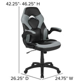 X10 Gaming Chair, Racing Style Ergonomic Office Chair, Height Adjustable Swivel Computer Chair with Flip-Up Arms, Gray/Black LeatherSoft