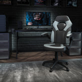 X10 Gaming Chair, Racing Style Ergonomic Office Chair, Height Adjustable Swivel Computer Chair with Flip-Up Arms, Gray/Black LeatherSoft