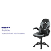 X10 Gaming Chair, Racing Style Ergonomic Office Chair, Height Adjustable Swivel Computer Chair with Flip-Up Arms, Gray/Black LeatherSoft