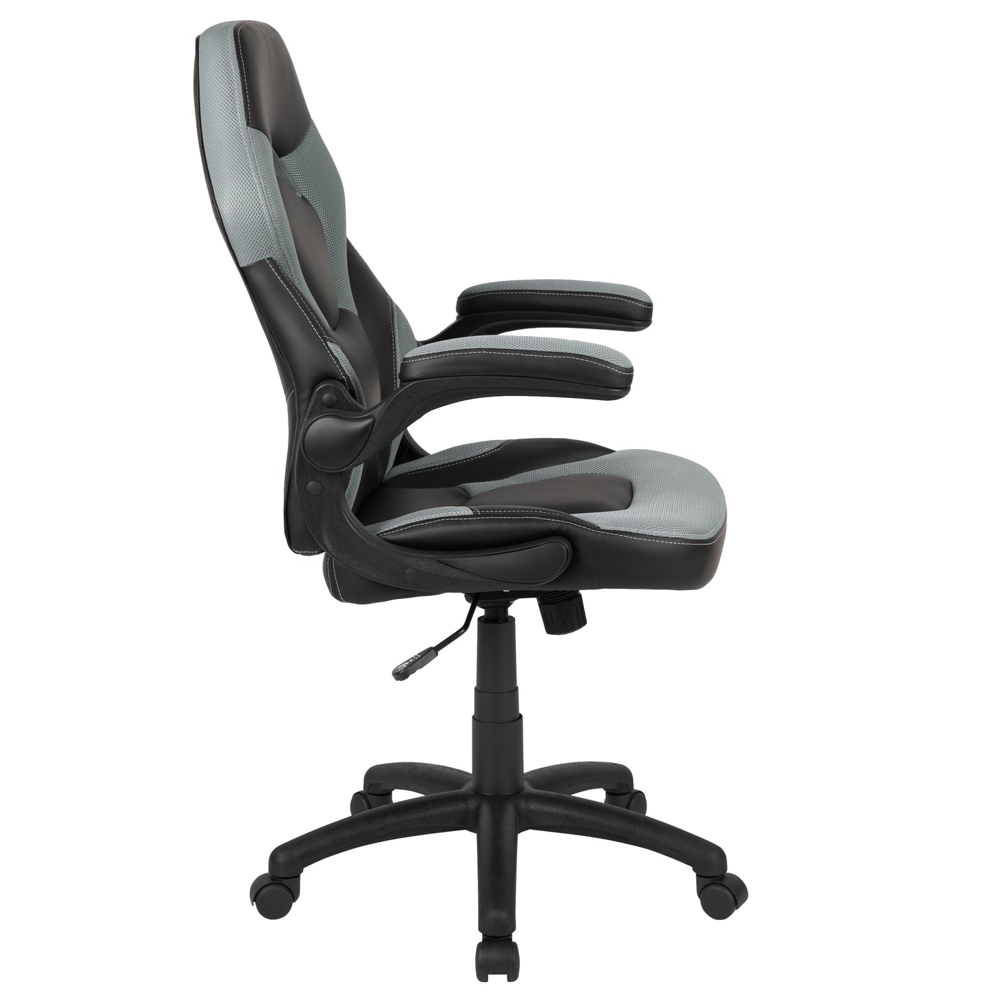 X10 Gaming Chair, Racing Style Ergonomic Office Chair, Height Adjustable Swivel Computer Chair with Flip-Up Arms, Gray/Black LeatherSoft