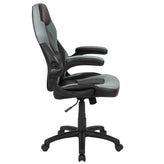 X10 Gaming Chair, Racing Style Ergonomic Office Chair, Height Adjustable Swivel Computer Chair with Flip-Up Arms, Gray/Black LeatherSoft