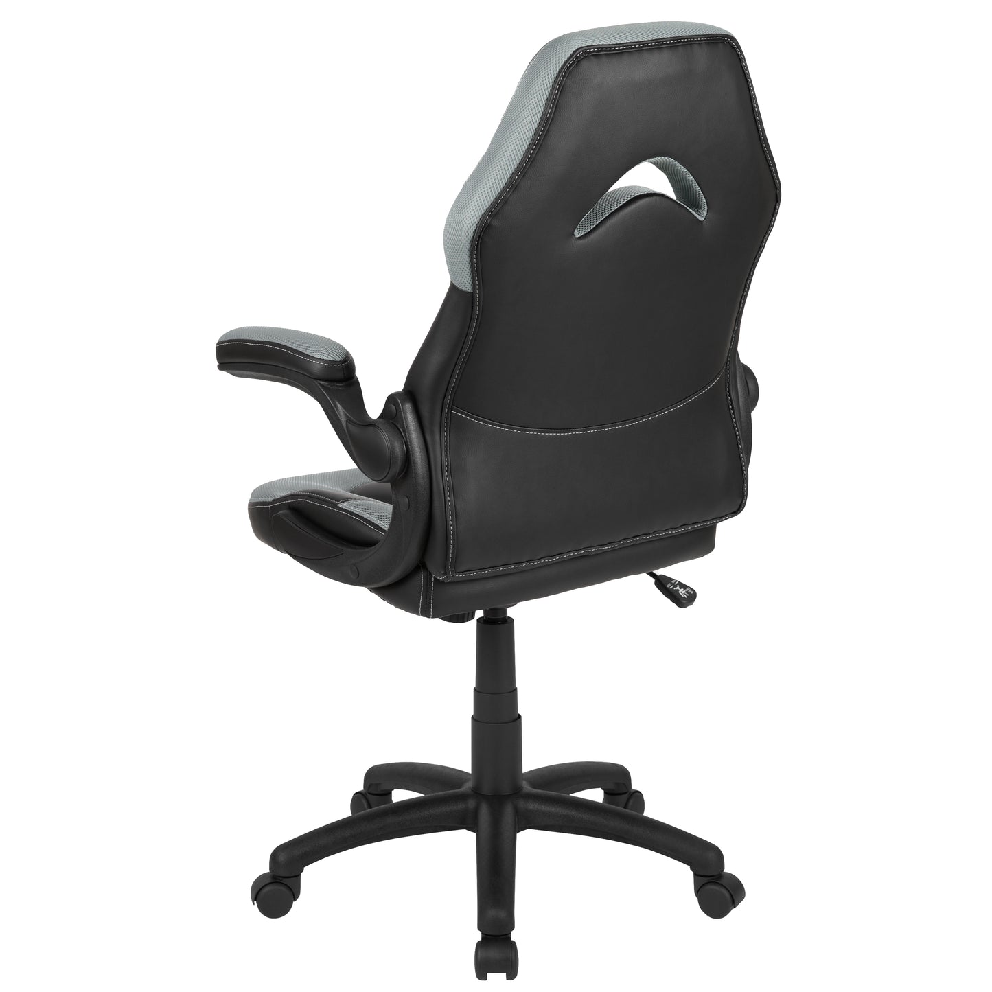 X10 Gaming Chair, Racing Style Ergonomic Office Chair, Height Adjustable Swivel Computer Chair with Flip-Up Arms, Gray/Black LeatherSoft