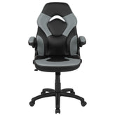 X10 Gaming Chair, Racing Style Ergonomic Office Chair, Height Adjustable Swivel Computer Chair with Flip-Up Arms, Gray/Black LeatherSoft