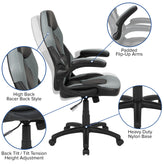 X10 Gaming Chair, Racing Style Ergonomic Office Chair, Height Adjustable Swivel Computer Chair with Flip-Up Arms, Gray/Black LeatherSoft