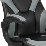 X10 Gaming Chair, Racing Style Ergonomic Office Chair, Height Adjustable Swivel Computer Chair with Flip-Up Arms, Gray/Black LeatherSoft