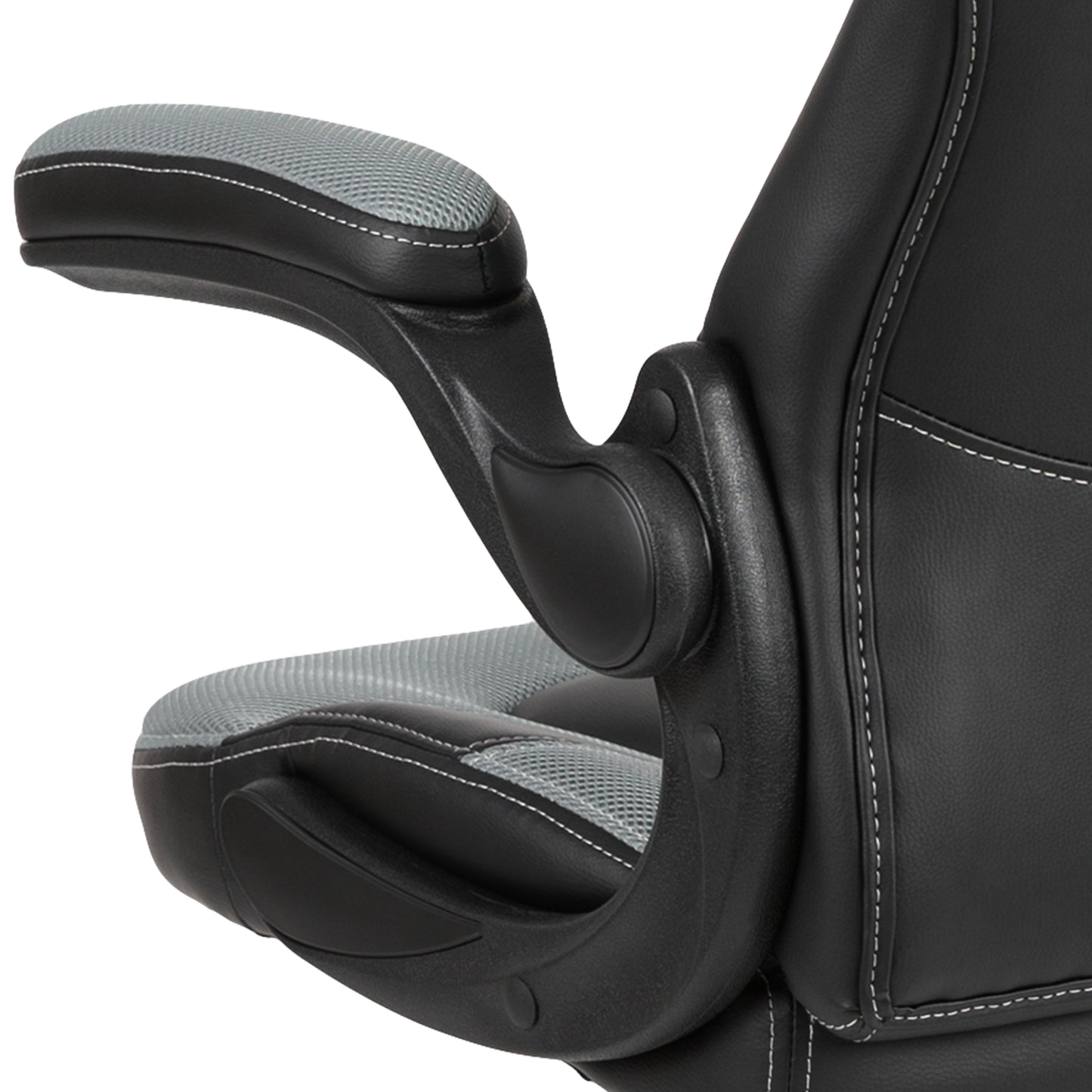 X10 Gaming Chair, Racing Style Ergonomic Office Chair, Height Adjustable Swivel Computer Chair with Flip-Up Arms, Gray/Black LeatherSoft
