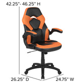 X10 Gaming Chair, Racing Style Ergonomic Office Chair, Height Adjustable Swivel Computer Chair with Flip-Up Arms, Orange/Black LeatherSoft