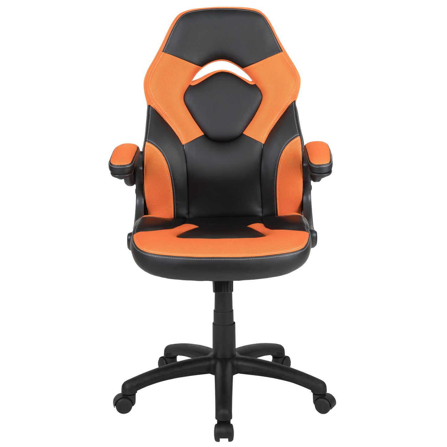 X10 Gaming Chair, Racing Style Ergonomic Office Chair, Height Adjustable Swivel Computer Chair with Flip-Up Arms, Orange/Black LeatherSoft