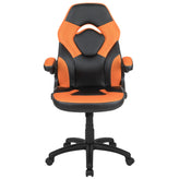 X10 Gaming Chair, Racing Style Ergonomic Office Chair, Height Adjustable Swivel Computer Chair with Flip-Up Arms, Orange/Black LeatherSoft