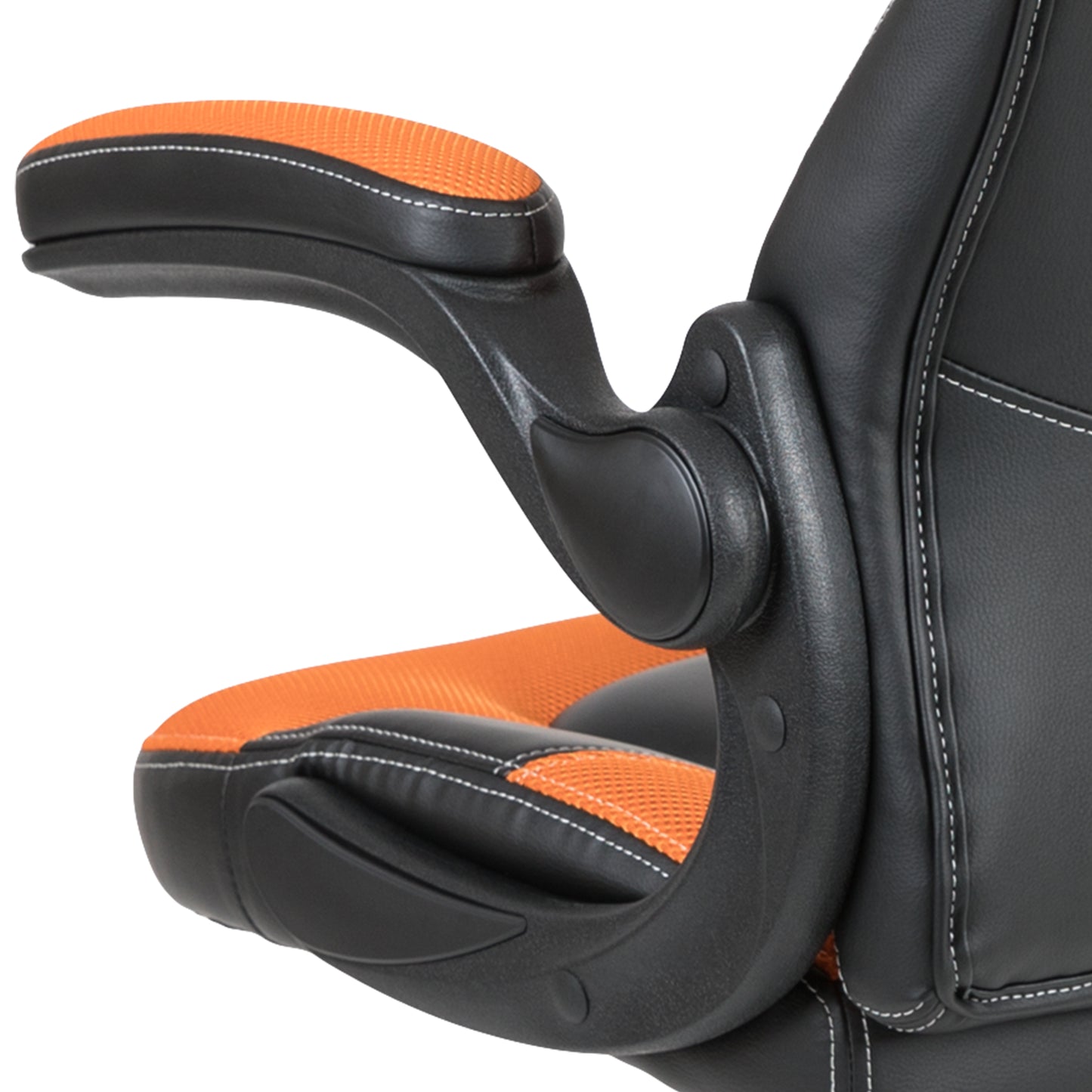 X10 Gaming Chair, Racing Style Ergonomic Office Chair, Height Adjustable Swivel Computer Chair with Flip-Up Arms, Orange/Black LeatherSoft