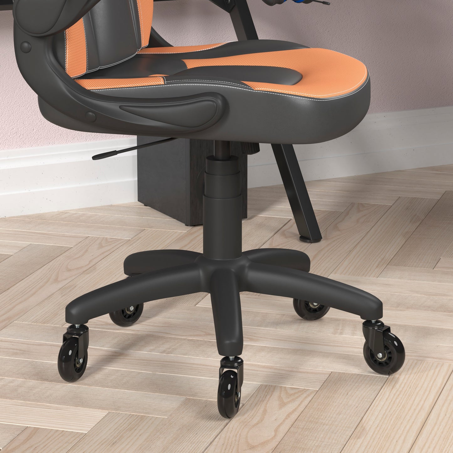 X10 Gaming Chair Racing Office Computer PC Adjustable Chair with Flip-up Arms and Transparent Roller Wheels, Orange/Black LeatherSoft