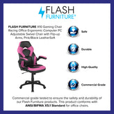 X10 Gaming Chair, Racing Style Ergonomic Office Chair, Height Adjustable Swivel Computer Chair with Flip-Up Arms, Pink/Black LeatherSoft