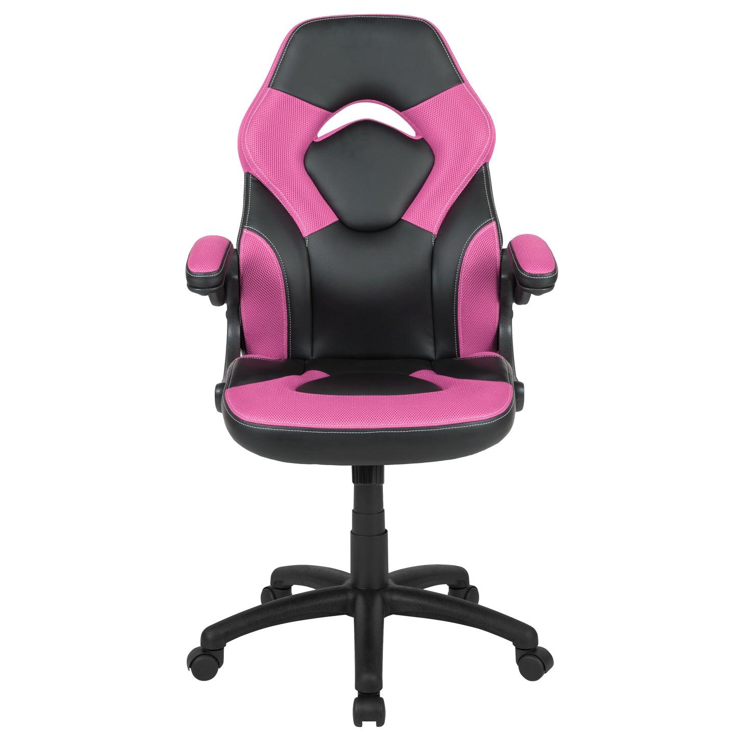 X10 Gaming Chair, Racing Style Ergonomic Office Chair, Height Adjustable Swivel Computer Chair with Flip-Up Arms, Pink/Black LeatherSoft