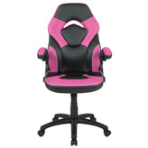 X10 Gaming Chair, Racing Style Ergonomic Office Chair, Height Adjustable Swivel Computer Chair with Flip-Up Arms, Pink/Black LeatherSoft