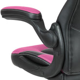 X10 Gaming Chair, Racing Style Ergonomic Office Chair, Height Adjustable Swivel Computer Chair with Flip-Up Arms, Pink/Black LeatherSoft