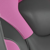 X10 Gaming Chair Racing Office Computer PC Adjustable Chair with Flip-up Arms and Transparent Roller Wheels, Pink/Black LeatherSoft