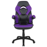 X10 Gaming Chair, Racing Style Ergonomic Office Chair, Height Adjustable Swivel Computer Chair with Flip-Up Arms, Purple/Black LeatherSoft