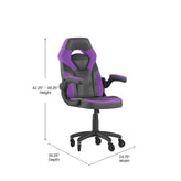 X10 Gaming Chair Racing Office Computer PC Adjustable Chair with Flip-up Arms and Transparent Roller Wheels, Purple/Black LeatherSoft