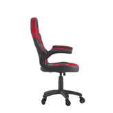 X10 Gaming Chair Racing Office Computer PC Adjustable Chair with Flip-up Arms and Transparent Roller Wheels, Red/Black LeatherSoft
