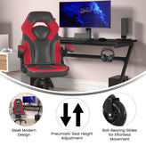 X10 Gaming Chair Racing Office Computer PC Adjustable Chair with Flip-up Arms and Transparent Roller Wheels, Red/Black LeatherSoft