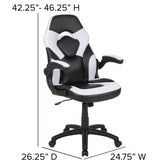 X10 Gaming Chair, Racing Style Ergonomic Office Chair, Height Adjustable Swivel Computer Chair with Flip-Up Arms, White/Black LeatherSoft