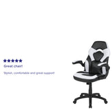 X10 Gaming Chair, Racing Style Ergonomic Office Chair, Height Adjustable Swivel Computer Chair with Flip-Up Arms, White/Black LeatherSoft