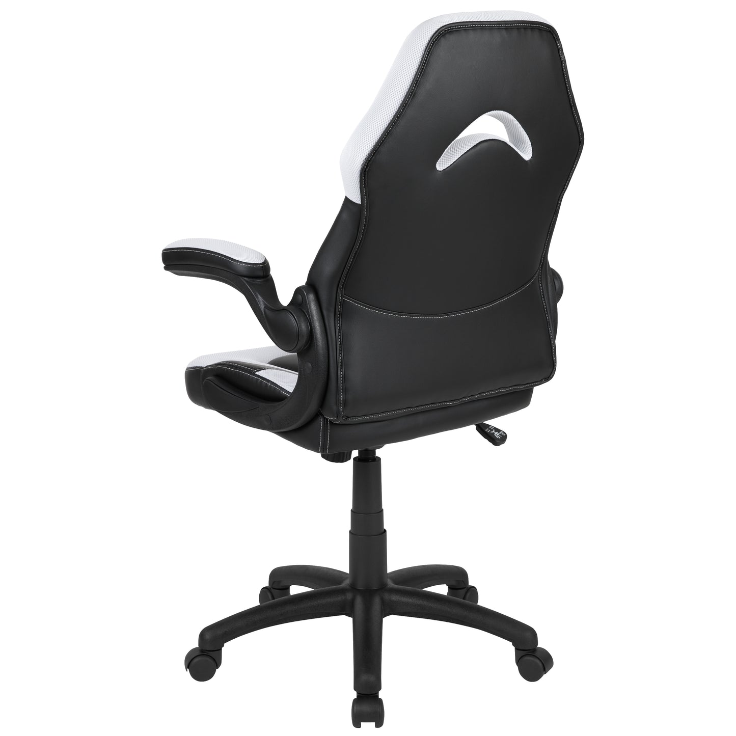 X10 Gaming Chair, Racing Style Ergonomic Office Chair, Height Adjustable Swivel Computer Chair with Flip-Up Arms, White/Black LeatherSoft