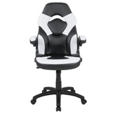 X10 Gaming Chair, Racing Style Ergonomic Office Chair, Height Adjustable Swivel Computer Chair with Flip-Up Arms, White/Black LeatherSoft