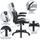 X10 Gaming Chair, Racing Style Ergonomic Office Chair, Height Adjustable Swivel Computer Chair with Flip-Up Arms, White/Black LeatherSoft