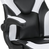 X10 Gaming Chair, Racing Style Ergonomic Office Chair, Height Adjustable Swivel Computer Chair with Flip-Up Arms, White/Black LeatherSoft