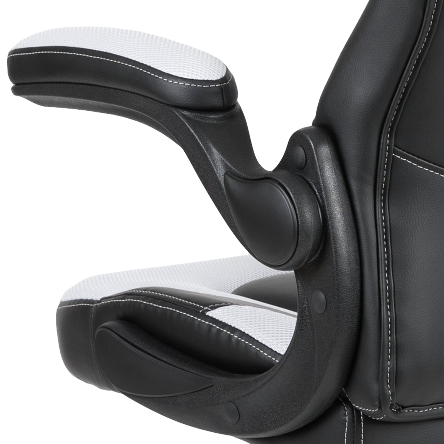 X10 Gaming Chair, Racing Style Ergonomic Office Chair, Height Adjustable Swivel Computer Chair with Flip-Up Arms, White/Black LeatherSoft