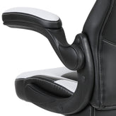 X10 Gaming Chair, Racing Style Ergonomic Office Chair, Height Adjustable Swivel Computer Chair with Flip-Up Arms, White/Black LeatherSoft