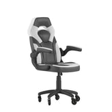 X10 Gaming Chair Racing Office Computer PC Adjustable Chair with Flip-up Arms and Transparent Roller Wheels, White/Black LeatherSoft