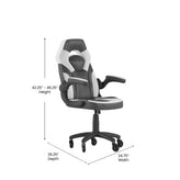 X10 Gaming Chair Racing Office Computer PC Adjustable Chair with Flip-up Arms and Transparent Roller Wheels, White/Black LeatherSoft