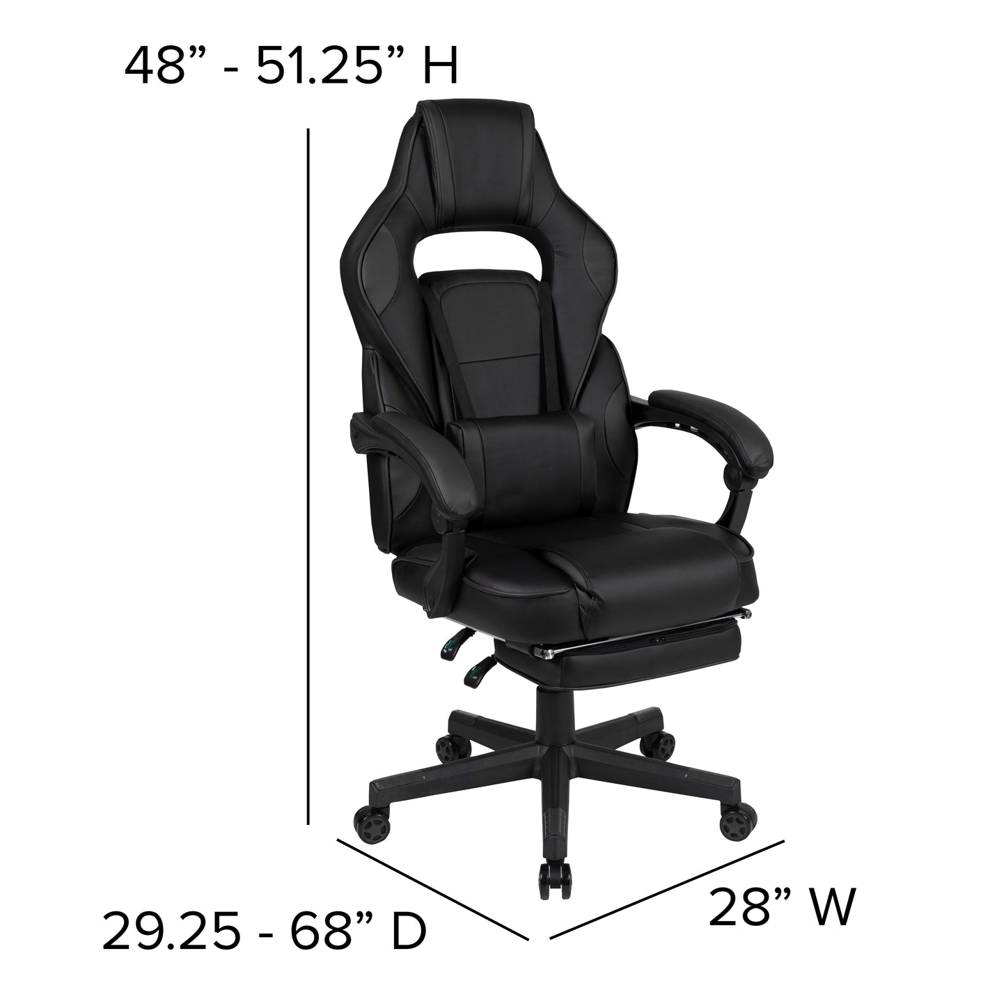 X40 Gaming Chair Racing Ergonomic Computer Chair with Fully Reclining Back/Arms, Slide-Out Footrest, Massaging Lumbar - Black