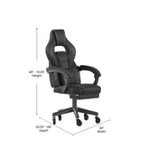 X40 Gaming Chair Racing Computer Chair with Fully Reclining Back/Arms and Transparent Roller Wheels, Slide-Out Footrest, - Black/Gray