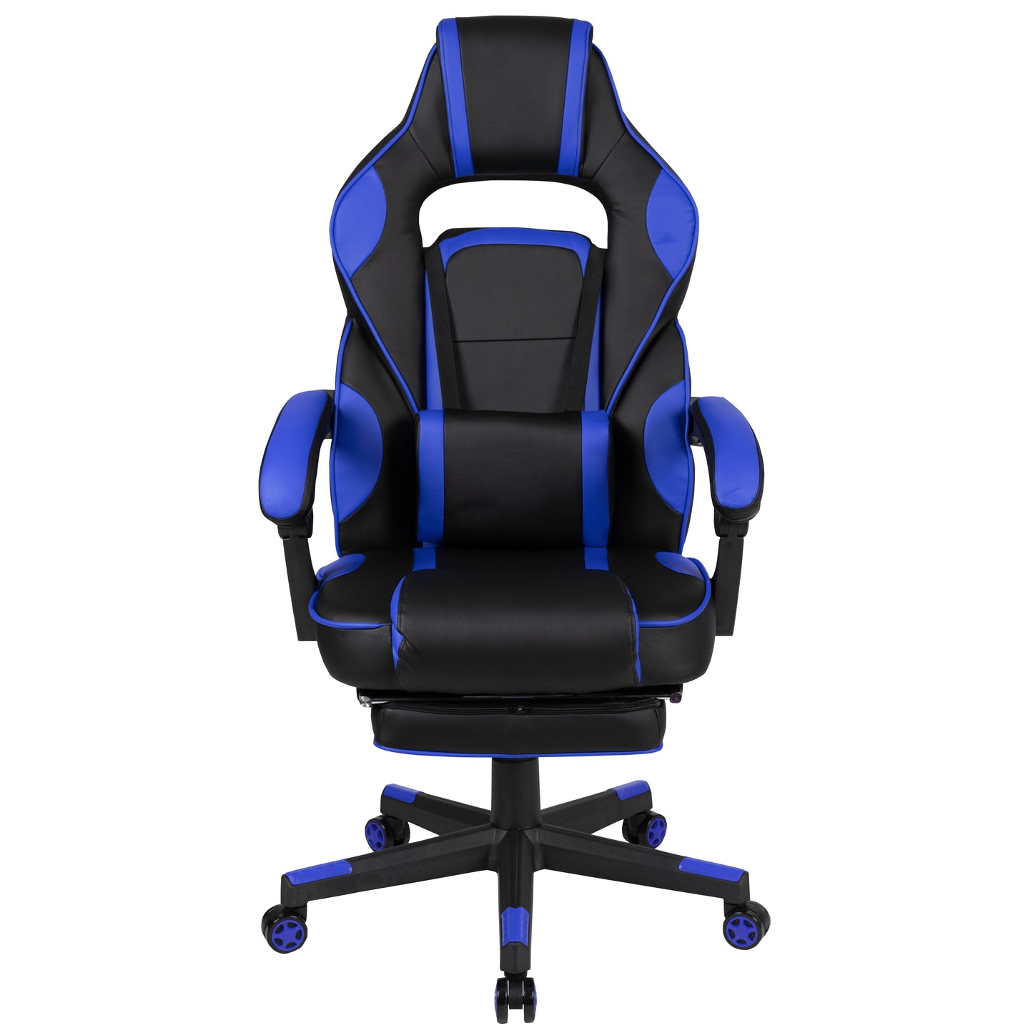 X40 Gaming Chair Racing Ergonomic Computer Chair with Fully Reclining Back/Arms, Slide-Out Footrest, Massaging Lumbar - Black/Blue