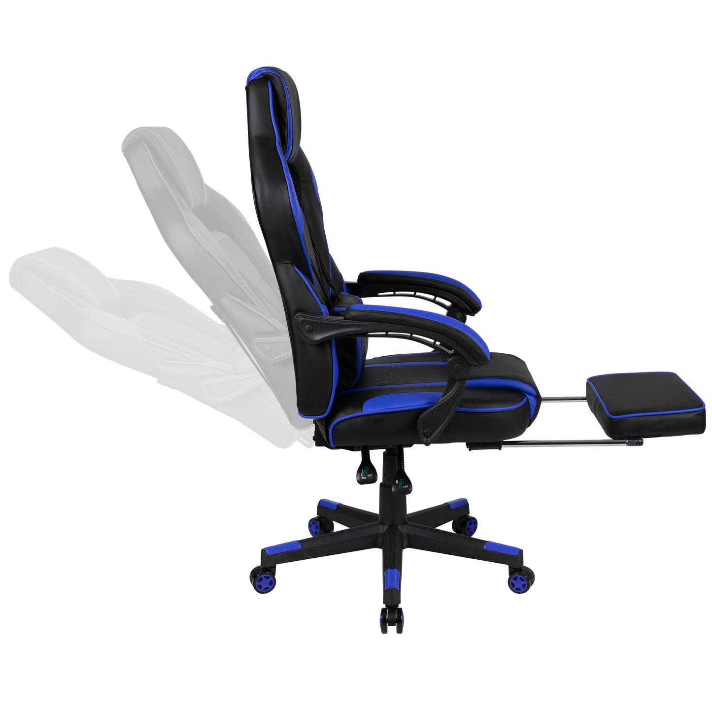X40 Gaming Chair Racing Ergonomic Computer Chair with Fully Reclining Back/Arms, Slide-Out Footrest, Massaging Lumbar - Black/Blue