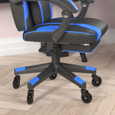 X40 Gaming Chair Racing Computer Chair with Fully Reclining Back/Arms and Transparent Roller Wheels, Slide-Out Footrest, - Black/Blue