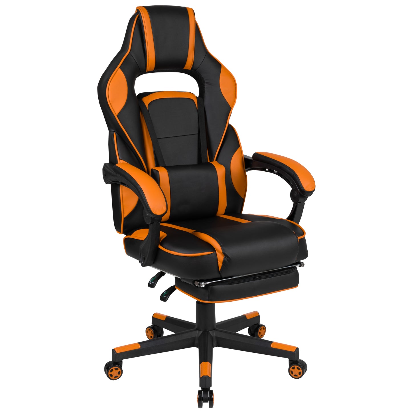 X40 Gaming Chair Racing Ergonomic Computer Chair with Fully Reclining Back/Arms, Slide-Out Footrest, Massaging Lumbar - Black/Orange
