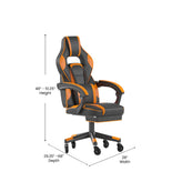X40 Gaming Chair Racing Computer Chair with Fully Reclining Back/Arms and Transparent Roller Wheels, Slide-Out Footrest, - Black/Orange