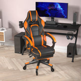 X40 Gaming Chair Racing Computer Chair with Fully Reclining Back/Arms and Transparent Roller Wheels, Slide-Out Footrest, - Black/Orange