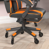 X40 Gaming Chair Racing Computer Chair with Fully Reclining Back/Arms and Transparent Roller Wheels, Slide-Out Footrest, - Black/Orange