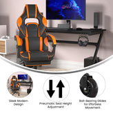 X40 Gaming Chair Racing Computer Chair with Fully Reclining Back/Arms and Transparent Roller Wheels, Slide-Out Footrest, - Black/Orange